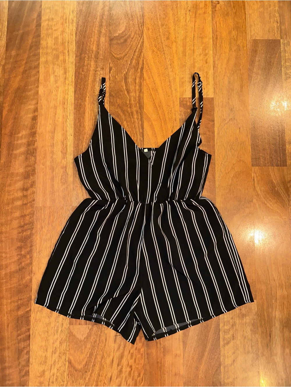 Shein Black & White Vertical Stripe Romper